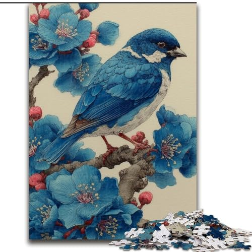 1000-teiliges Puzzle für Erwachsene und Jugendliche, Kleiner Blauer Vogel, für Kinder ab 14 Jahren, Heimdekoration als Geschenk für die ganze Familie und Freunde (Größe 50x75cm) von MrChunlong