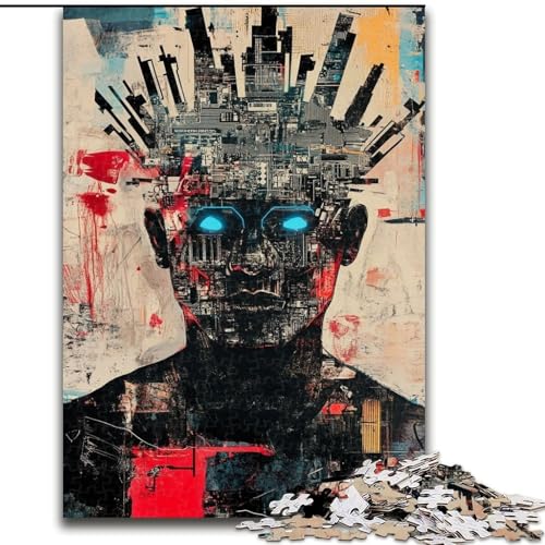 1000-teiliges Puzzle für Erwachsene und Jugendliche, Krone im Basquiat-Stil, Lernspielzeug und Spiele für Erwachsene und Jugendliche (Größe 26x38cm) von MrChunlong