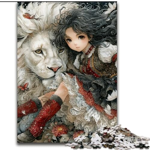1000-teiliges Puzzle für Erwachsene und Jugendliche, Löwe und Mädchen, Lernspiele, Heimdekoration, ganze Familie (Größe 26x38cm) von MrChunlong