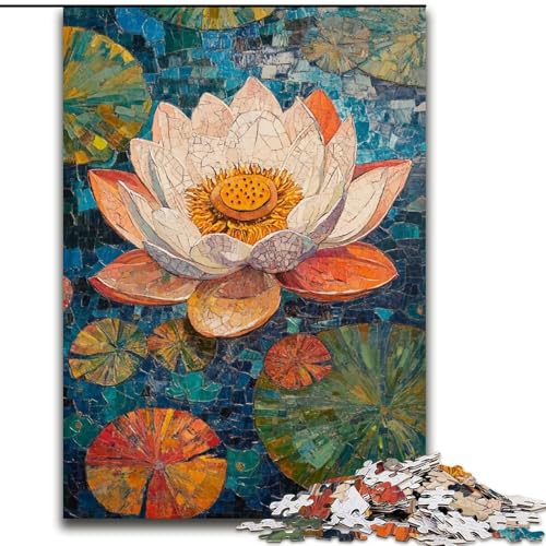 1000-teiliges Puzzle für Erwachsene und Jugendliche, Lotus-Kunst, Lernspiele, Heimdekoration, geeignet für die Schreibtischdekoration (Größe 50x75cm) von MrChunlong