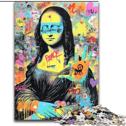1000-teiliges Puzzle für Erwachsene und Jugendliche, Mona Lisa Graffiti, Lernspielzeug und Spiele für Erwachsene und Jugendliche (Größe 26x38cm) von MrChunlong
