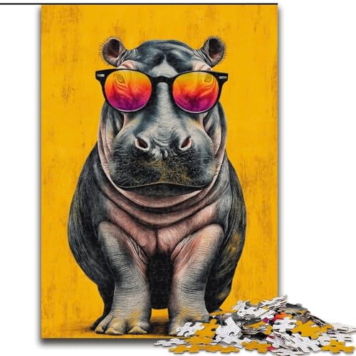 1000-teiliges Puzzle für Erwachsene und Jugendliche, Nashorn mit Brille, Lernspiele, Heimdekoration, ganze Familie (Größe 26x38cm) von MrChunlong