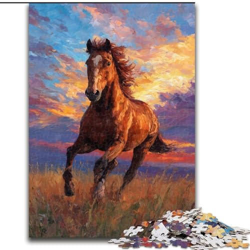 1000-teiliges Puzzle für Erwachsene und Jugendliche, Pferde auf der Wiese, Elefantenspielzeug, Denkspiel, Geburtstagsgeschenk, Geschenke, Wandkunst für Kinder ab 14 Jahren (Größe 26x38cm) von MrChunlong