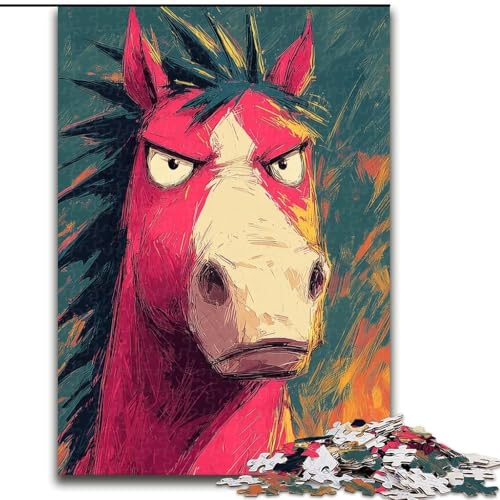 1000-teiliges Puzzle für Erwachsene und Jugendliche, Pferdekunst, Lernspiele, Heimdekoration, geeignet für die Schreibtischdekoration (Größe 26x38cm) von MrChunlong