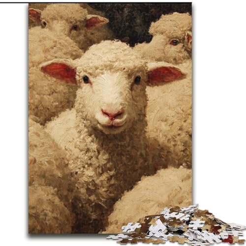 1000-teiliges Puzzle für Erwachsene und Jugendliche, Schaf, Elefantenspielzeug, Denkspiel, Geburtstagsgeschenk, Geschenke, Wandkunst, für Kinder ab 14 Jahren (Größe 50x75cm) von MrChunlong