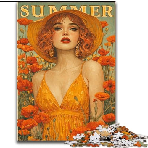 1000-teiliges Puzzle für Erwachsene und Jugendliche, Sommermädchen, Lernspiele, Heimdekoration, ganze Familie (Größe 26x38cm) von MrChunlong