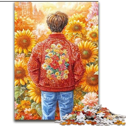 1000-teiliges Puzzle für Erwachsene und Jugendliche, Sonnenblumenmann, Lernspiele, Heimdekoration, geeignet für die Schreibtischdekoration (Größe 50x75cm) von MrChunlong