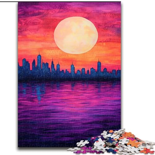 1000-teiliges Puzzle für Erwachsene und Jugendliche, Sonnenuntergang in der Stadt, Lernspiele, Heimdekoration, ganze Familie (Größe 50x75cm) von MrChunlong