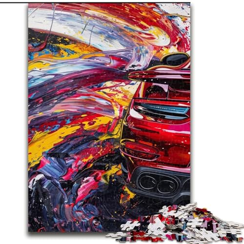 1000-teiliges Puzzle für Erwachsene und Jugendliche, Sportwagen-Ölgemälde, Lernspiele, Heimdekoration, geeignet für die Schreibtischdekoration (Größe 26x38cm) von MrChunlong