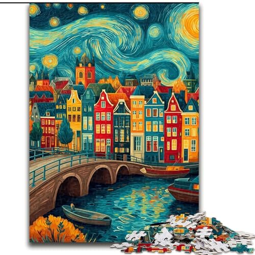 1000-teiliges Puzzle für Erwachsene und Jugendliche, Stadt unter dem Nachthimmel, Lernspielzeug und Spiele für Erwachsene und Jugendliche (Größe 50x75cm) von MrChunlong