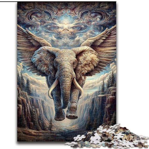 1000-teiliges Puzzle für Erwachsene und Jugendliche, Tier-Psychedelischer Elefant, Lernspielzeug, Familienspiele, einzigartige Geburtstags- und Geschenkideen (Größe 50x75cm) von MrChunlong