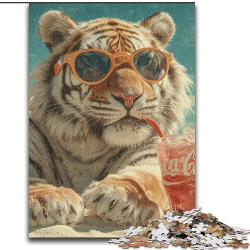 1000-teiliges Puzzle für Erwachsene und Jugendliche, Tiger im Urlaub, Lernspiele, Heimdekoration, ganze Familie (Größe 50x75cm) von MrChunlong
