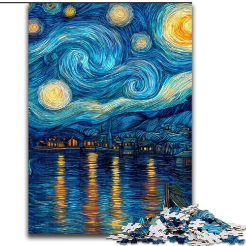 1000-teiliges Puzzle für Erwachsene und Jugendliche, Van Goghs Nachthimmel, Elefantenspielzeug, Denkspiel, Geburtstagsgeschenk, Geschenke, Wandkunst für Kinder ab 14 Jahren (Größe 50x75cm) von MrChunlong