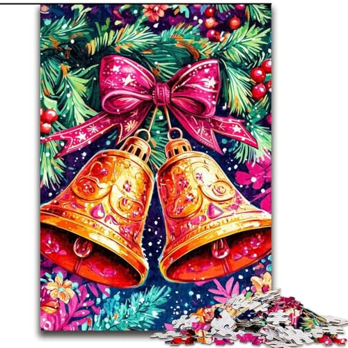 1000-teiliges Puzzle für Erwachsene und Jugendliche, Weihnachtsglocken, Lernspiele, Heimdekoration, geeignet für die Schreibtischdekoration (Größe 26x38cm) von MrChunlong