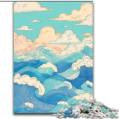 1000-teiliges Puzzle für Erwachsene und Jugendliche, Wellen im japanischen Stil, Lernspiele, Heimdekoration, ganze Familie (Größe 26x38cm) von MrChunlong