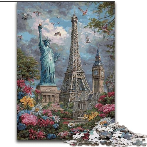1000-teiliges Puzzle für Erwachsene und Jugendliche, Weltattraktionen, Lernspielzeug und Spiele für Erwachsene und Jugendliche (Größe 50x75cm) von MrChunlong