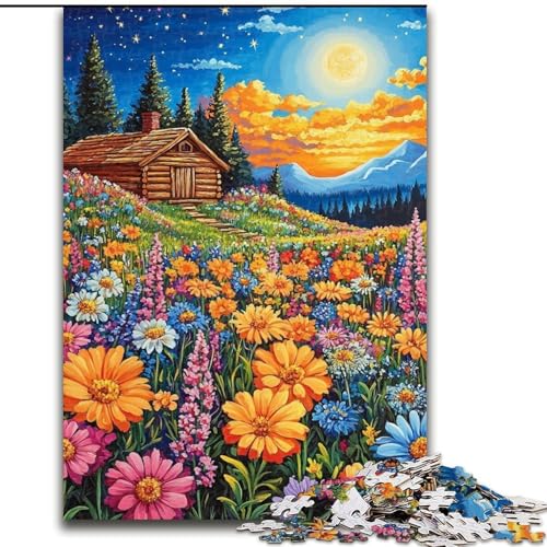 1000-teiliges Puzzle für Erwachsene und Jugendliche, Wildblumen unter dem Nachthimmel, Lernspiele, Heimdekoration, geeignet für die Schreibtischdekoration (Größe 26x38cm) von MrChunlong