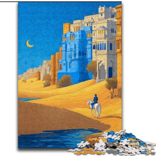 1000-teiliges Puzzle für Erwachsene und Jugendliche, Wüstenstadt, Elefantenspielzeug, Denkspiel, Geburtstagsgeschenk, Geschenke, Wandkunst für Kinder ab 14 Jahren (Größe 50x75cm) von MrChunlong