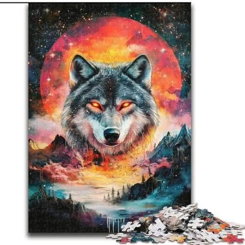 1000-teiliges Puzzle für Erwachsene und Jugendliche, bunter leuchtender Wolf, Lernspiele, Heimdekoration, ganze Familie (Größe 50x75cm) von MrChunlong