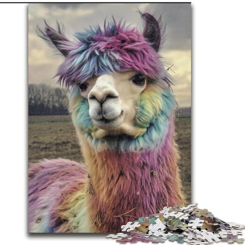 1000-teiliges Puzzle für Erwachsene und Jugendliche, buntes Alpaka, Lernspielzeug, Familienspiele, einzigartige Geburtstags- und Geschenkideen (Größe 50x75cm) von MrChunlong