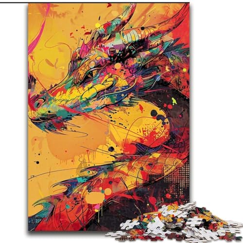 1000-teiliges Puzzle für Erwachsene und Jugendliche, chinesisches Drachen-Ölgemälde, Lernspielzeug und Spiele für Erwachsene und Jugendliche (Größe 26x38cm) von MrChunlong