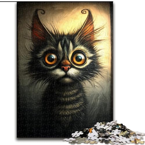 1000-teiliges Puzzle für Erwachsene und Jugendliche, dunkle Katze, Elefantenspielzeug, Denkspiel, Geburtstagsgeschenk, Geschenke, Wandkunst für Kinder ab 14 Jahren (Größe 50x75cm) von MrChunlong