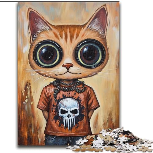 1000-teiliges Puzzle für Erwachsene und Jugendliche, dunkle Katze, entspannendes intellektuelles Lernspielzeug, Geburtstagsgeschenk, Geschenke, Wandkunst (Größe 26x38cm) von MrChunlong
