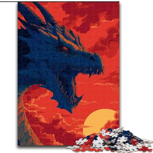 1000-teiliges Puzzle für Erwachsene und Jugendliche, geheimnisvoller Drache, Lernspielzeug und Spiele für Erwachsene und Jugendliche (Größe 50x75cm) von MrChunlong