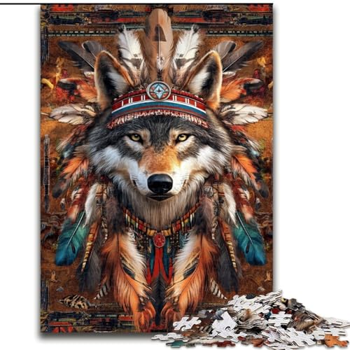 1000-teiliges Puzzle für Erwachsene und Jugendliche, indischer Wolf, Lernspiele, Heimdekoration, ganze Familie (Größe 50x75cm) von MrChunlong
