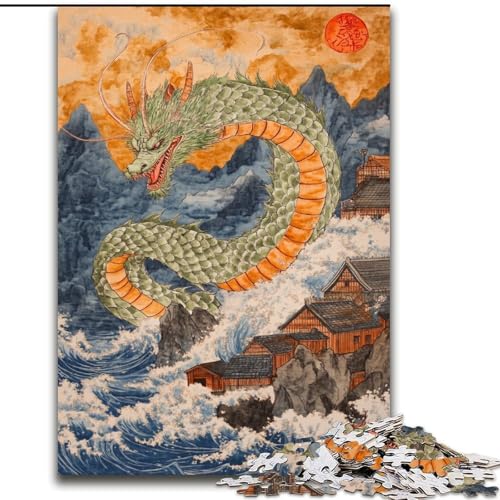 1000-teiliges Puzzle für Erwachsene und Jugendliche, japanischer Wellendrache, Lernspiele, Heimdekoration, ganze Familie (Größe 50x75cm) von MrChunlong