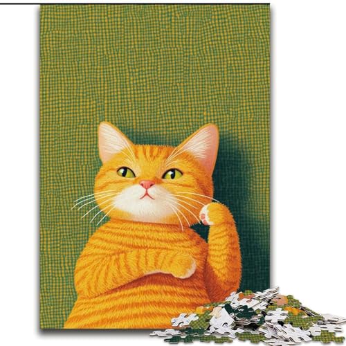 1000-teiliges Puzzle für Erwachsene und Jugendliche, orangefarbene Katze, Elefantenspielzeug, Denkspiel, Geburtstagsgeschenk, Geschenke, Wandkunst für Kinder ab 14 Jahren (Größe 26x38cm) von MrChunlong