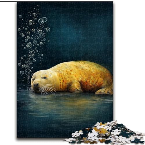 1000-teiliges Puzzle für Erwachsene und Jugendliche, schlafender Seelöwe, für Kinder ab 14 Jahren, Heimdekoration als Geschenk für die ganze Familie und Freunde (Größe 26x38cm) von MrChunlong