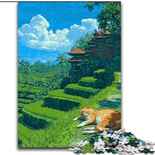 1000-teiliges Puzzle für Erwachsene und Jugendliche, schöne orange Katze, Lernspiele, Heimdekoration, geeignet für die Schreibtischdekoration (Größe 50x75cm) von MrChunlong
