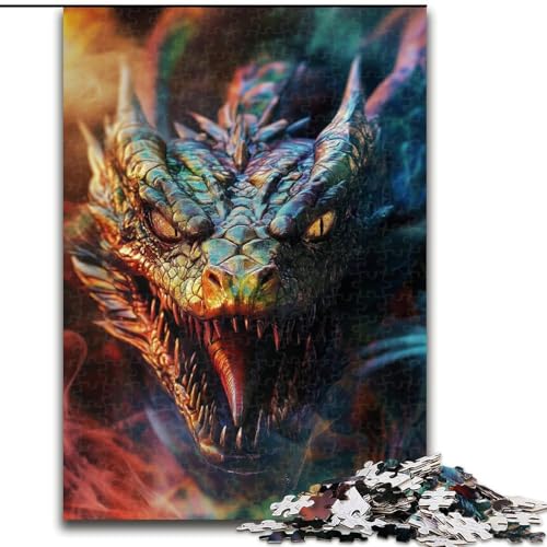 1000-teiliges Puzzle für Erwachsene und Jugendliche, wütender Drache, Lernspiele, Heimdekoration, geeignet für die Schreibtischdekoration (Größe 50x75cm) von MrChunlong