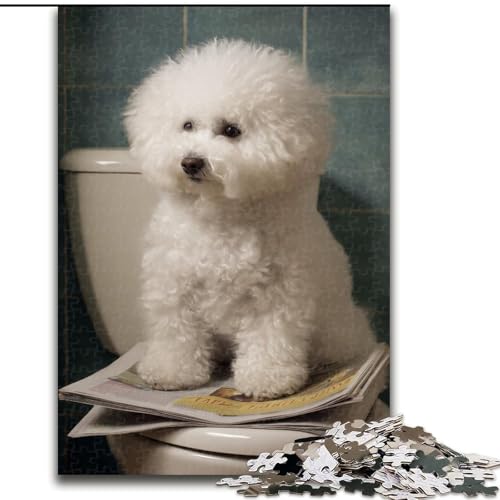 1000-teiliges Puzzle für Erwachsene und Jugendliche,Pudel auf der Toilette,geeignet für Personen ab 14 Jahren Anspruchsvoll zu vervollständigen,Aber lustig und humorvoll Tolles Geschenk Größe 26x38cm von MrChunlong
