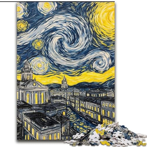 1000-teiliges Puzzle für Erwachsene und Jugendliche,Van Goghs Nachthimmel,geeignet für Personen ab 14 Jahren Anspruchsvoll zu vervollständigen,aber lustig und humorvoll Tolles Geschenk (Größe 26x38cm) von MrChunlong