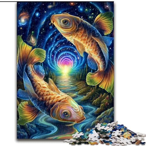 1000-teiliges Puzzle für Erwachsene und Jugendliche Cosmic Koi, Lernspielzeug und Spiele für Erwachsene und Jugendliche (Größe 50x75cm) von MrChunlong