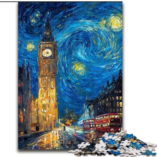 1000-teiliges Puzzle für Erwachsene und Jugendliche London unter dem Nachthimmel, Lernspielzeug und Spiele für Erwachsene und Jugendliche (Größe 26x38cm) von MrChunlong