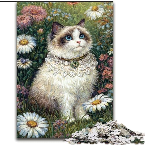 1000-teiliges Puzzle für Teenager, Geschenke, Katze und Blumen, Elefantenspielzeug, intellektuelles Spiel, Geburtstagsgeschenk, Geschenke, Wandkunst für Kinder ab 14 Jahren (Größe 50x75cm) von MrChunlong