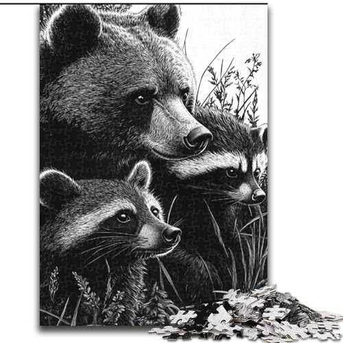 1000-teiliges Puzzle für Teenager, Geschenke: Braunbär, Waschbär, Elefantenspielzeug, Denkspiel, Geburtstagsgeschenk, Geschenke, Wandkunst für Kinder ab 14 Jahren (Größe 50x75cm) von MrChunlong