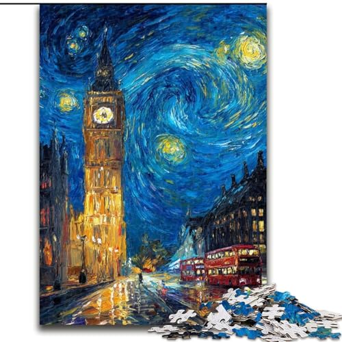 1000-teiliges Puzzle für Teenager, London unter dem Nachthimmel, Elefantenspielzeug, Denkspiel, Geburtstagsgeschenk, Geschenke, Wandkunst für Kinder ab 14 Jahren (Größe 50x75cm) von MrChunlong