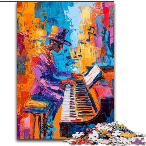 1000-teiliges Puzzle für Teenager, die Klavier Spielen, Ölgemälde, für 14+, für Familienspaß und Spieleabende, Künstlersammlung, Bildende Kunst (Größe 50x75cm) von MrChunlong