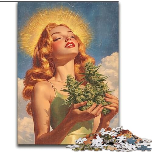 1000-teiliges Puzzle für Teenager, lächelndes Mädchen, für 14+, für Familienspaß und Spieleabende, Künstlersammlung, Bildende Kunst (Größe 50x75cm) von MrChunlong