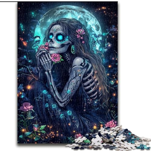 1000-teiliges Puzzle für Teenager,Geschenke,Totenkopfmädchen unter dem Mond,Elefantenspielzeug,intellektuelles Spiel,Geburtstagsgeschenk,Geschenke,Wandkunst für Kinder ab 14 Jahren (Größe 50x75cm) von MrChunlong