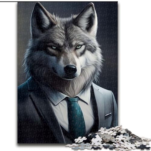 1000-teiliges Puzzle im Wolfskostüm, Tierpuzzle aus Holz, interaktives Familienspiel, Denksportgeschenk, Lernspielzeug, 1000 Teile(50x75cm) von MrChunlong