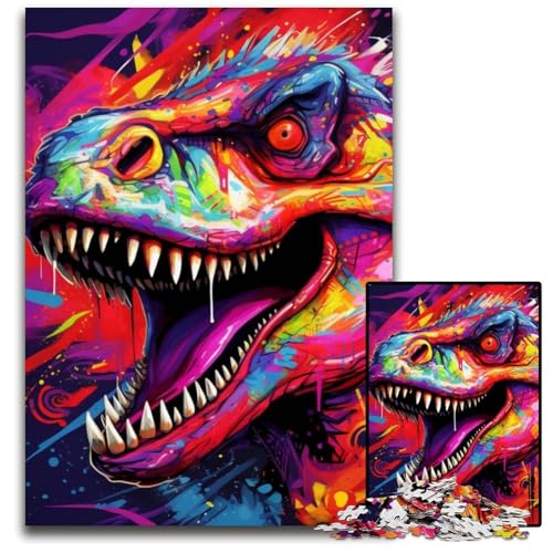 1000-teiliges Puzzle mit Dinosaurier-Kunstmotiv, anspruchsvolles Denkspiel für Teenager, unterhaltsames interaktives Spiel für die ganze Familie, 26x38cm/10,23x14,96 Zoll von MrChunlong