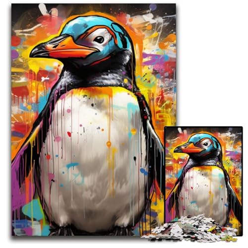 1000-teiliges Puzzle mit Pinguin-Graffiti, Holzpuzzle für Erwachsene, anspruchsvolles DIY-Denkspiel, perfektes Familienspiel oder dekoratives Geschenk, 50x75cm/19,68x29,52 Zoll 1000-teiliges Puzzle mit Pinguin-Graffiti, Holzpuzzle für Erwachsene, anspruchsvolles DIY-Denkspiel, perfektes Familienspiel oder dekoratives Geschenk, 50x75cm/19,68x29,52 Zoll von MrChunlong