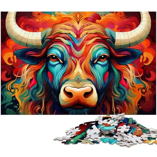 1000-teiliges Puzzle mit Tierbüffel-Motiv, aus Pappe, Puzzle für Erwachsene, anspruchsvolles DIY-Denkspiel, perfektes Familienspiel oder dekoratives Geschenk, 26x38cm/10,23x14,96 Zoll von MrChunlong