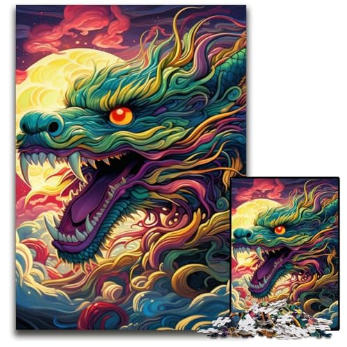 1000-teiliges Puzzle mit chinesischem Drachen, anspruchsvolles Denkspiel für Teenager, unterhaltsames interaktives Spiel für die ganze Familie, 26x38cm/10,23x14,96 Zoll von MrChunlong