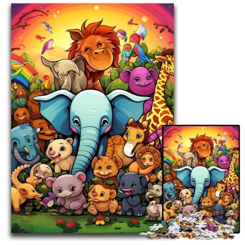 Art Animal World 1000-Teile-Puzzle-Geschenke Unmögliche Puzzles für Erwachsene Herausforderndes Denkspiel für Teenager, Familienspaß Interaktives Spiel 26x38cm/10,23x14,96 Zoll von MrChunlong